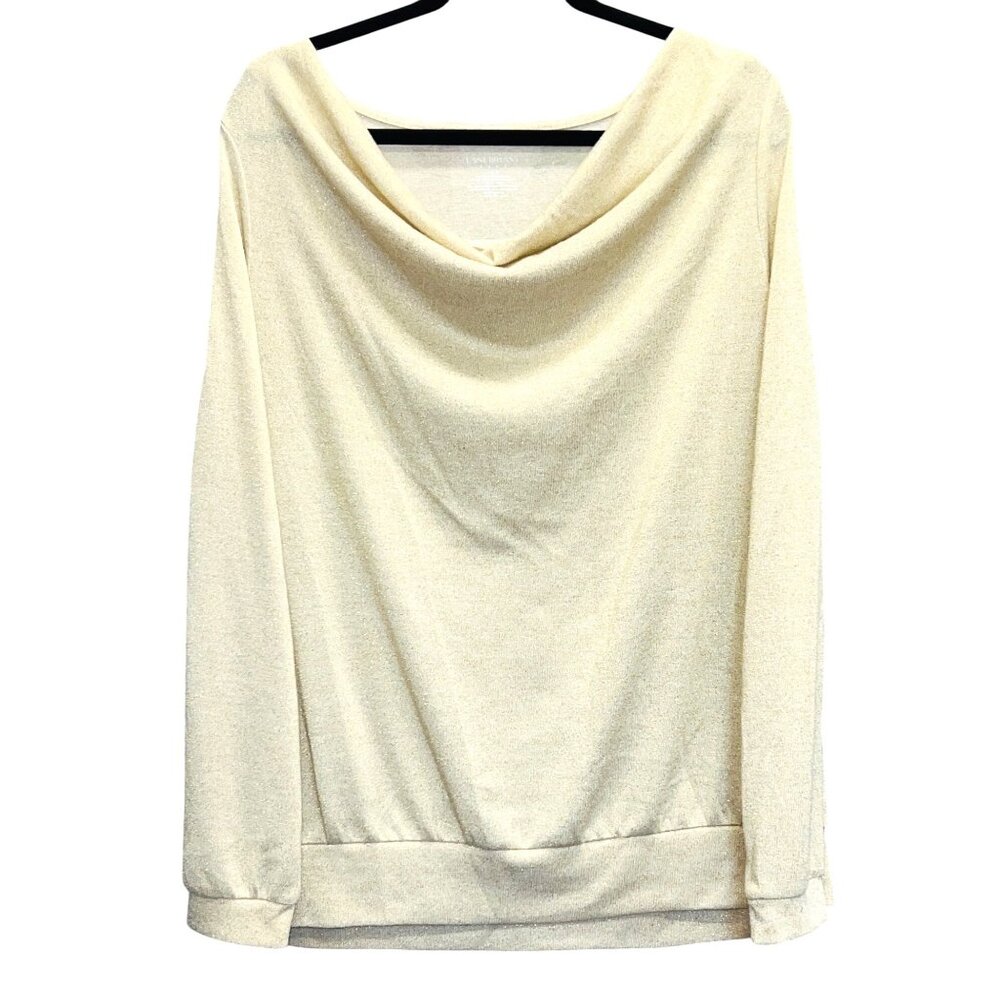 Lane Bryant Womens Cowl Neck Metallic Top Size 18/20 Polyester & Metallic Beige